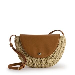LC By Lauren Conrad Straw Tan Leather Accent Crossbody Bag
